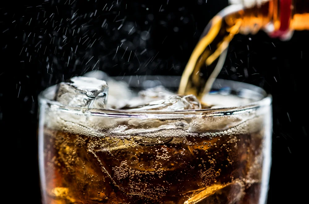 A glass of cold cola